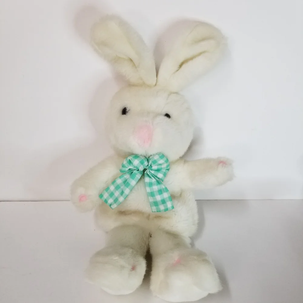 International Silver White Bunny Rabbit‎ Hand Puppet Stuffed Animal Vintage 1996